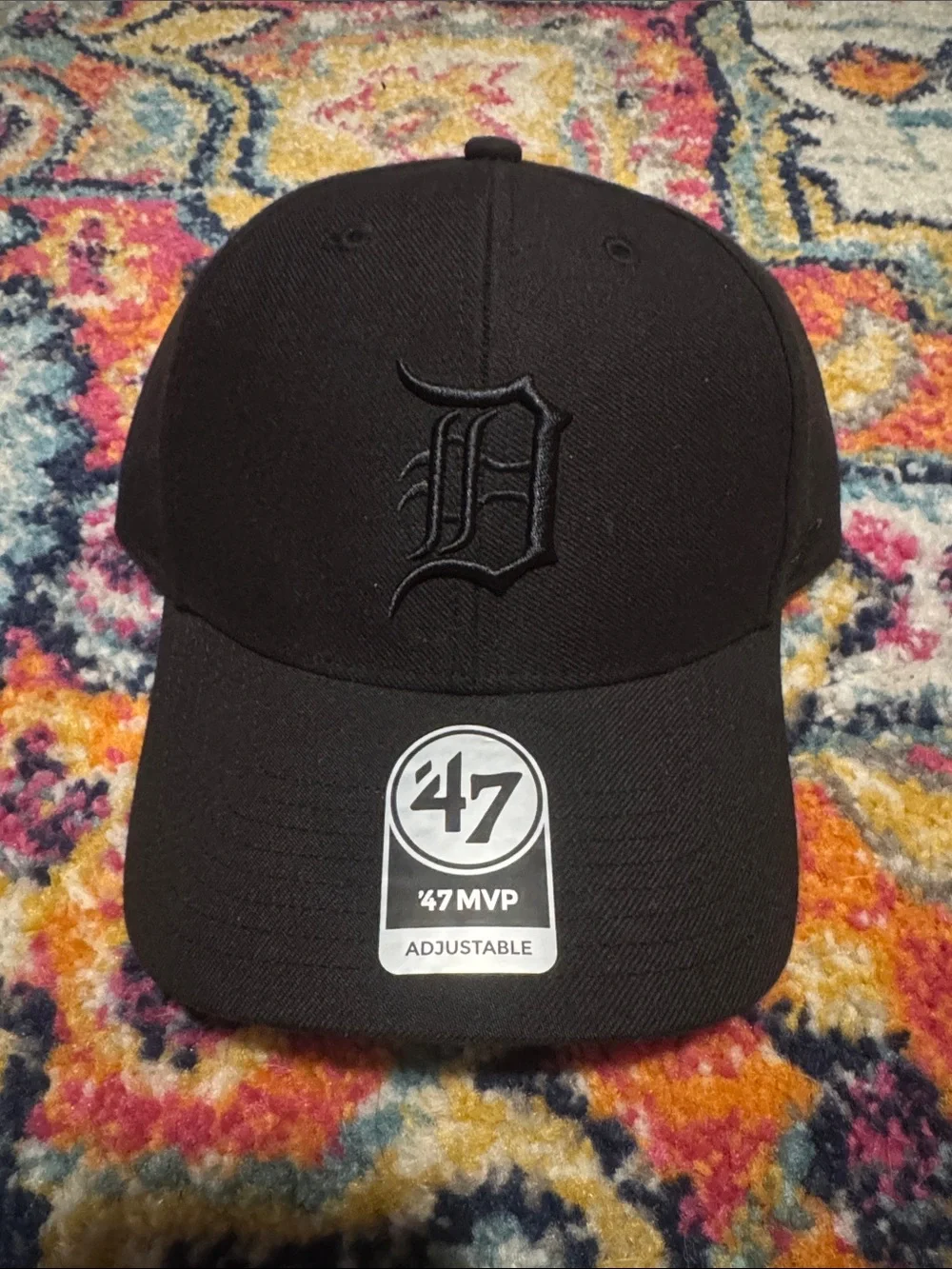 '47 Black Detroit D Embroidered Adjustable Cap